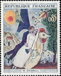 Les mariés de la tour Eiffel de Chagall 